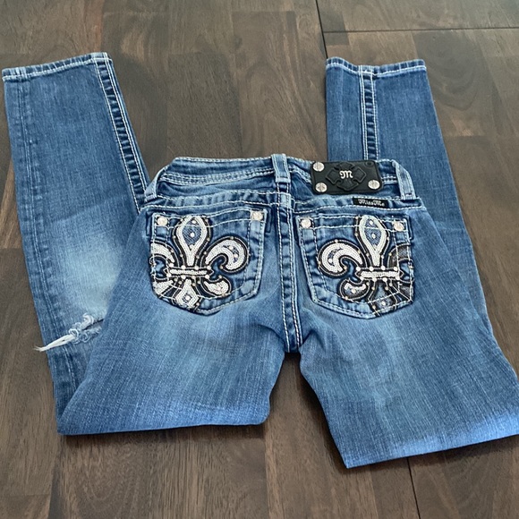 MISS ME size 8 Girl's Skinny jeans beautiful embellished rear pockets 💕 - Picture 1 of 17